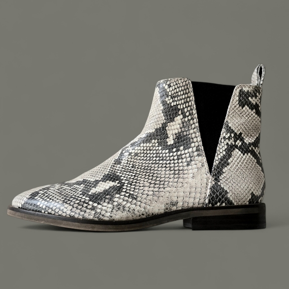 Lucky Brand Ankle Boots Brazilian Leather Snakeskin Pattern 8M Cowgirl Booties - Picture 5 of 11